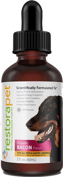 RestoraPet Antioxidant Organic Bacon Flavor Dog and Cat Supplement， 2-oz bottle