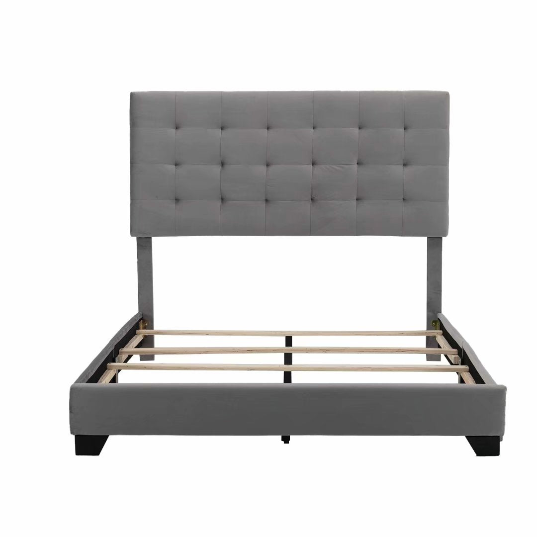 Morden Fort Morden Fort Upholstered Platform Bed Frame with Headboard Velve Queen Gray