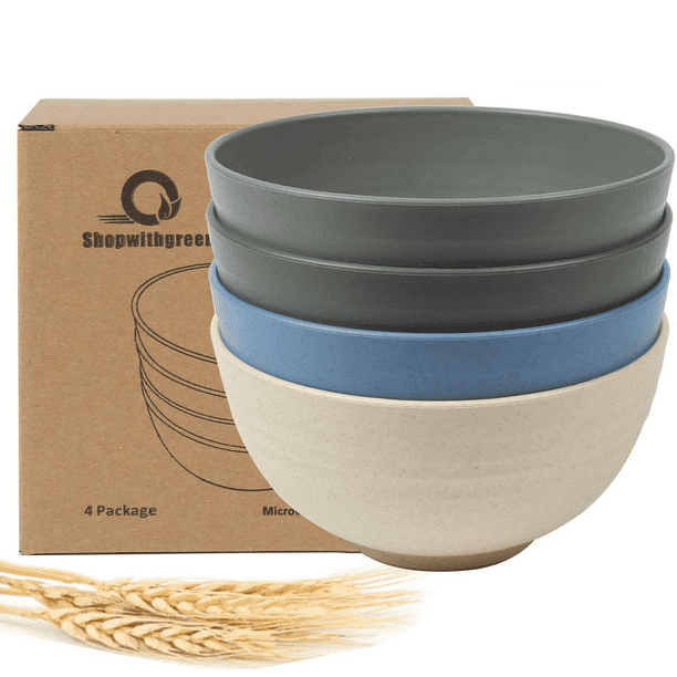 Loobuu Unbreakable Large Cereal Bowls - 24 OZ Wheat Straw Fiber Lightweight Bowl Sets 4 - Dishwasher and Microwave Safe - for Cereal， Salad，Soup， Noodle， 4 Pieces (Medium)