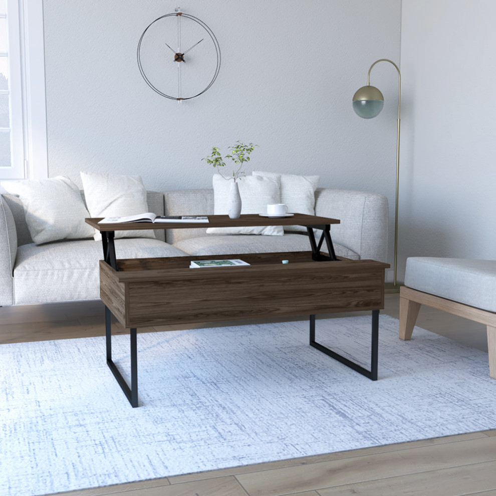 Lift Top Coffee Table Cessarr Two Legs   Dark Walnut   Industrial   Coffee Tables   by We Have Furniture  Houzz