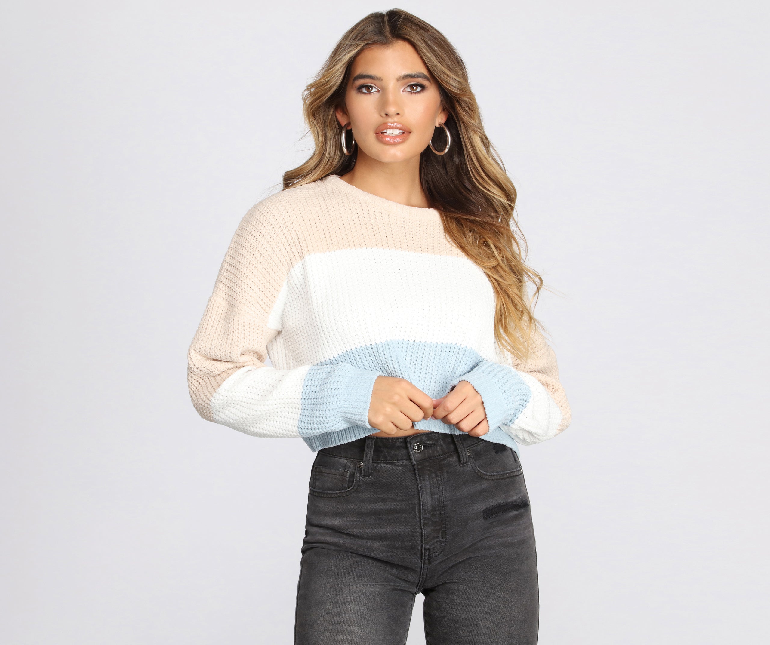 Color-Block Waffle Knit Pullover