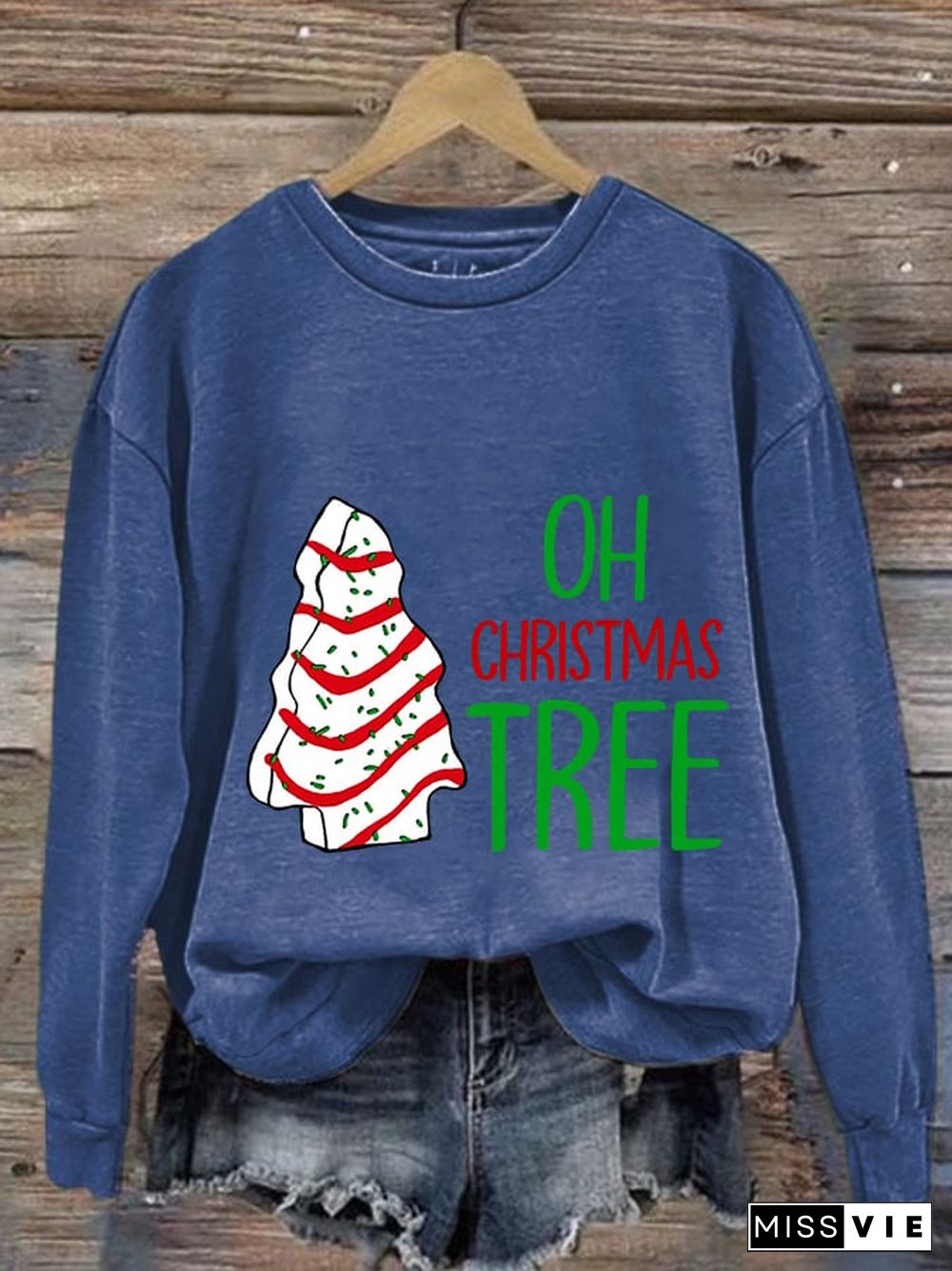 Women's Oh Christmas Tree Print Casual Sweatshirt