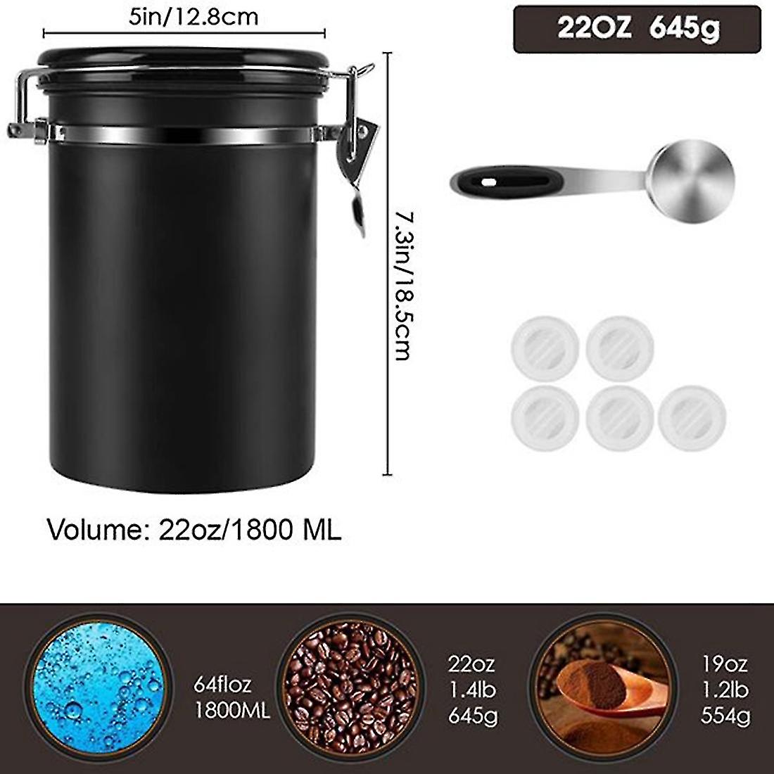 Coffee Jars Airtight 1.8l Coffee Bean Container Storage Jars With Mini Jar，date Tracker，co2 Valve F