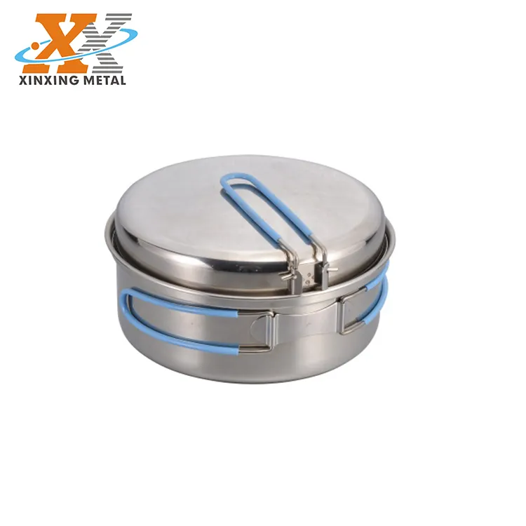 Cooking Portable Camping Pot Stainless Steel Hiking Cooking Pot Mess Kit