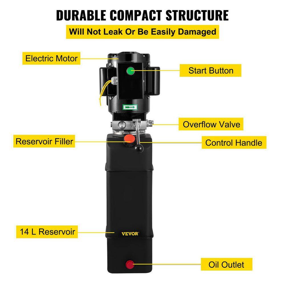 VEVOR 220-Volt 3.5 Gal. Hydraulic Pump 2950 PSI 60HZ Hydraulic Power Unit 3 HP Hydraulic Power Pack with Reservoir CZYYB14LQCJSQ60HZV7