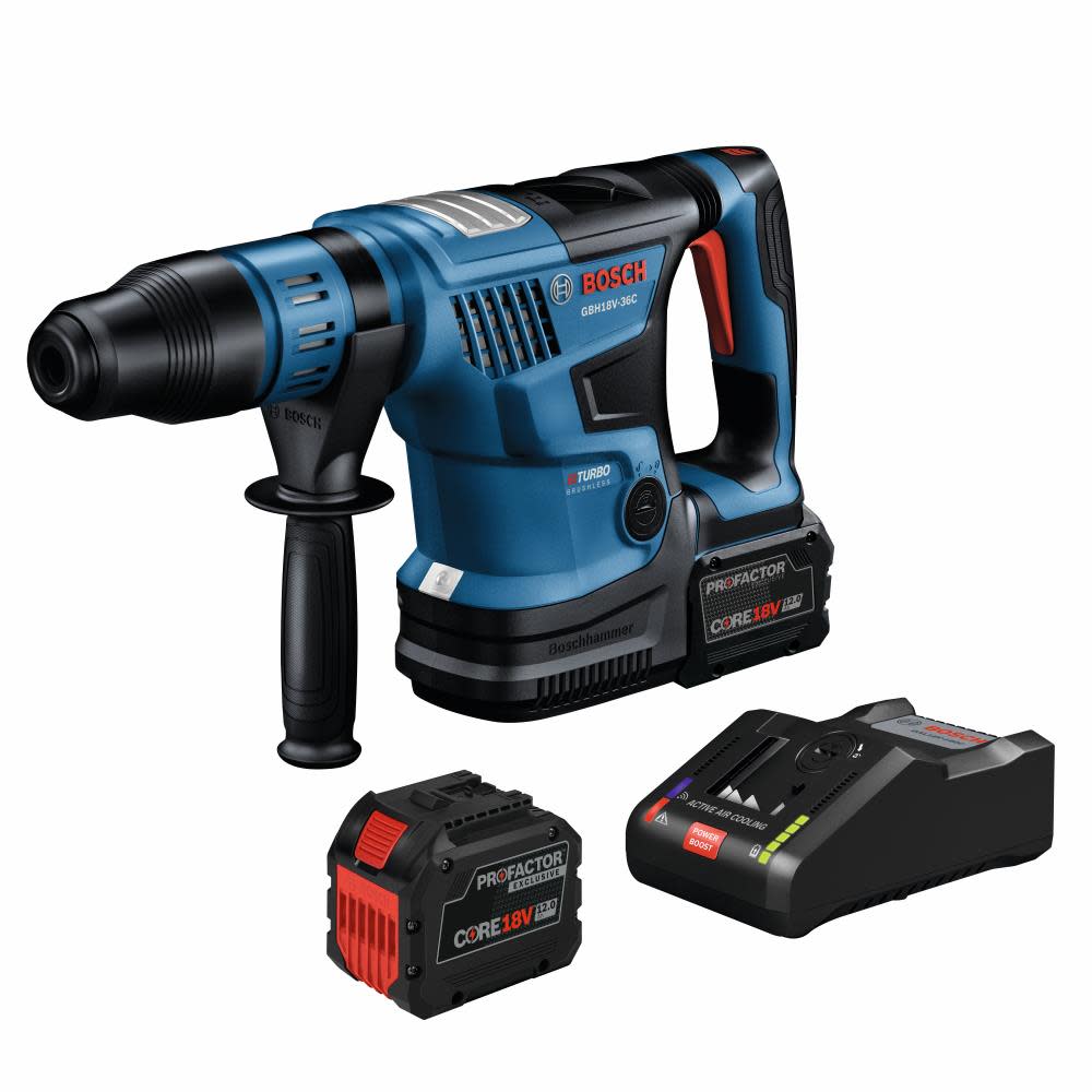 Bosch PROFACTOR 18V Hitman 1 9/16 Rotary Hammer Kit Connected Ready SDS max with 2 CORE18V 12Ah PROFACTOR Exclusive Batteries