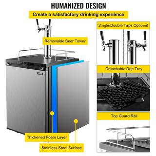 VEVOR kegerators Beer Dispenser Full Size Beer kegerator Refrigerator Double Taps Direct Draw Beer Dispenser Stainless Steel PJLZFPJHSSTMCRKI6V1