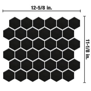 Merola Tile Metro 2 in. Hex Black Porcelain Mosaic Tile (10.0 sq. ft.Case) FXLM2HMB