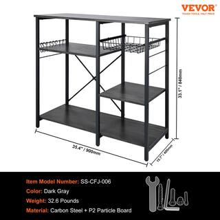 VEVOR Kitchen Baker's Rack 5-Tier Industrial Microwave Stand Multifunctional Coffee Station Organizer BDD157X354X33480DV0