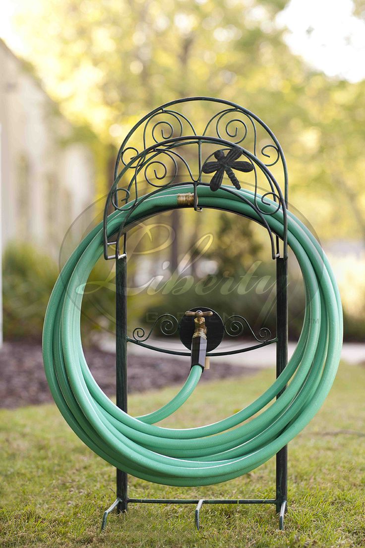 Liberty Garden Products 642 Dragon Fly Garden Hose Stand， Holds 125-Feet of 5/8-Inch Hose - Patina