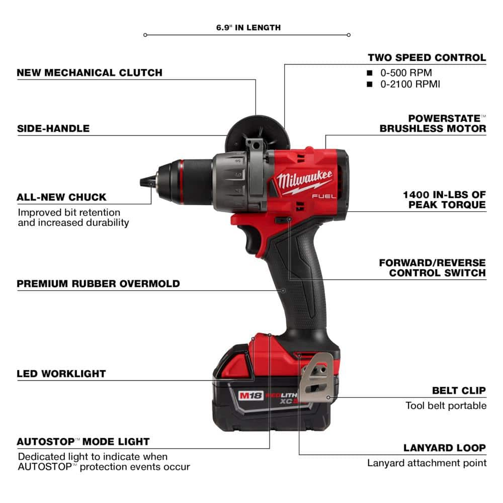 MW M18 FUEL 18-Volt Lithium Ion Brushless Cordless Combo Kit 6-Tool with 12 in. High Torque Impact Wrench 3697-22-2821-20-2880-20-2962-20-2730-20-