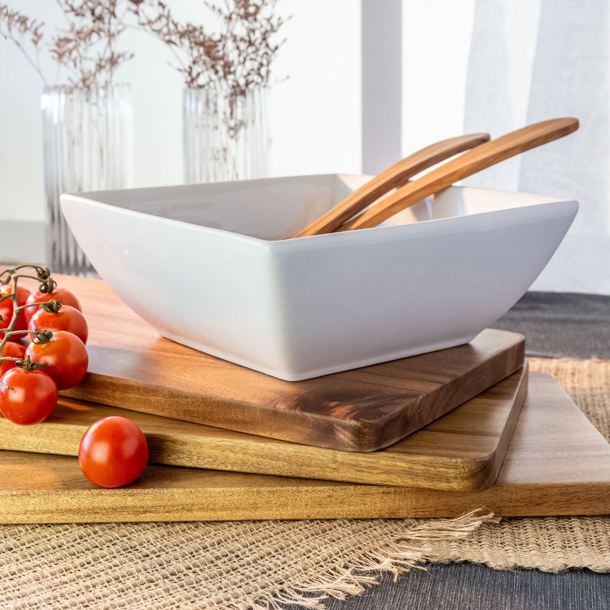 Better Homes and Gardens- White Large Square Porcelain Serve Bowl