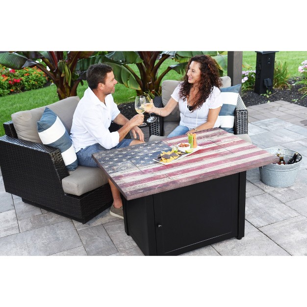 Rectangle Lp Gas Outdoor Fire Pit Black