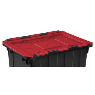 Sterilite 12 Gal.45l Hinged Lid Industrial Tote Red Lid (18-Pack)14619006 18 x 14619006