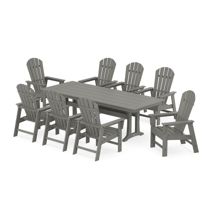 Polywood South Beach 9-Piece Farmhouse Dining Set with Trestle Legs PWS1457-1