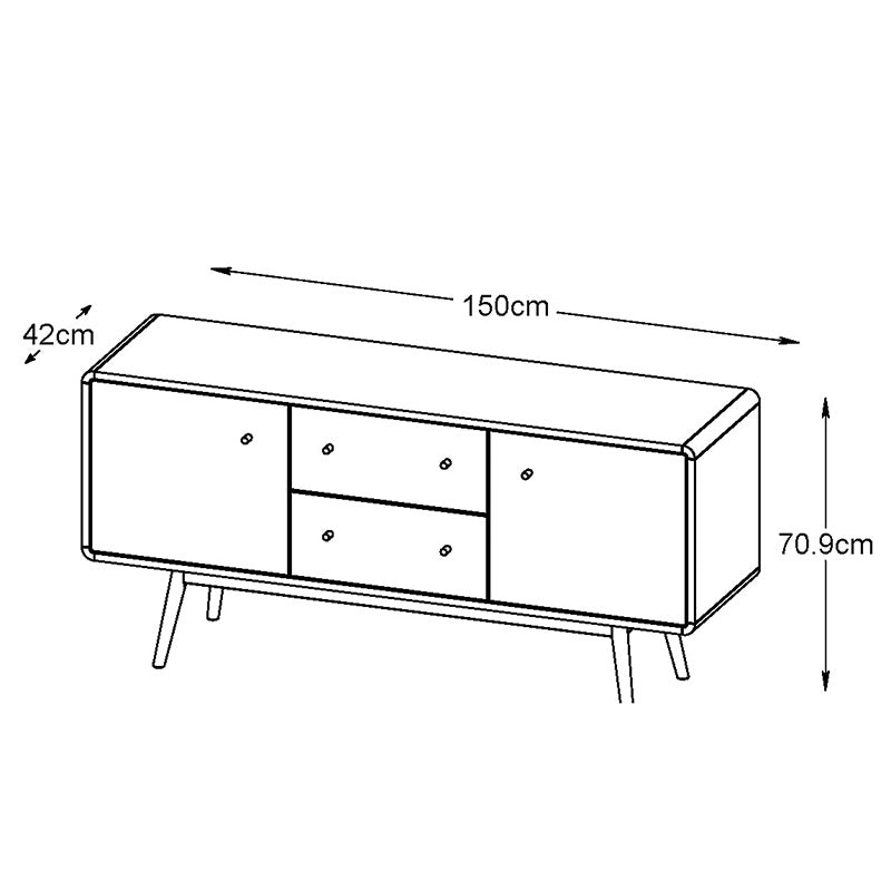 KAISU Sideboard Buffet 150cm -  Natural & White