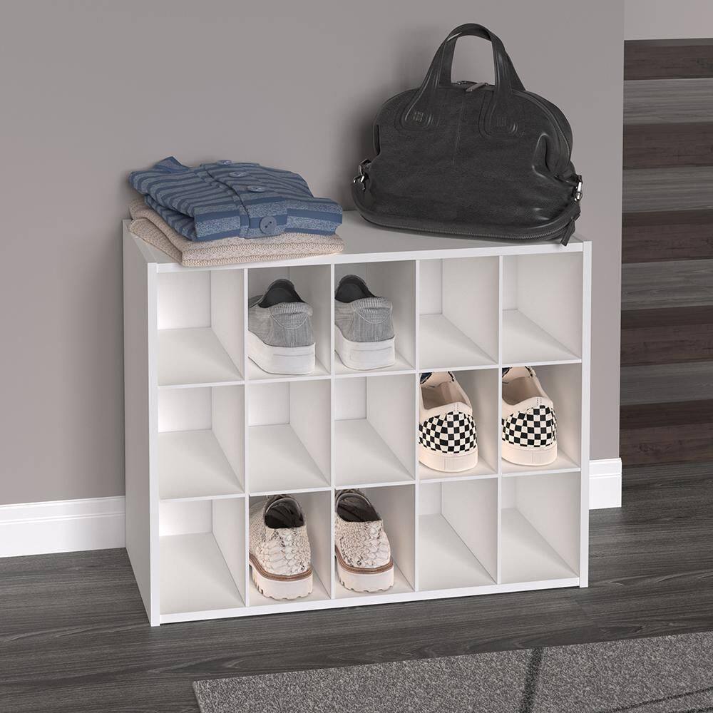 ClosetMaid 19 in. H x 24 in. W x 12 in. D White Wood Look 15-Cube Storage Organizer 8983