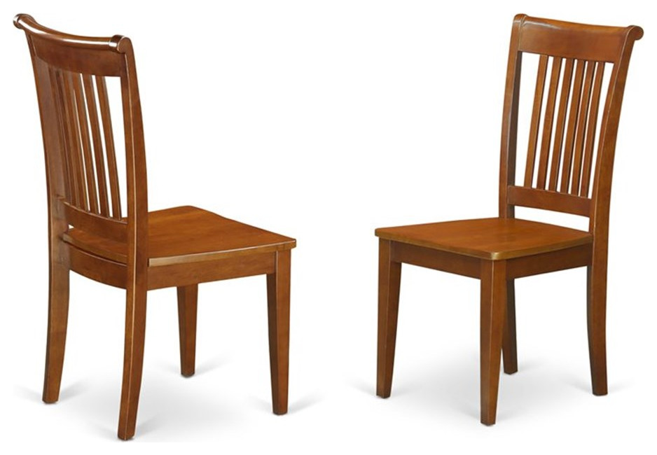 Atlin Designs 11 quotWood Dining Chairs in Saddle Brown (Set of 2)   Transitional   Dining Chairs   by Homesquare  Houzz