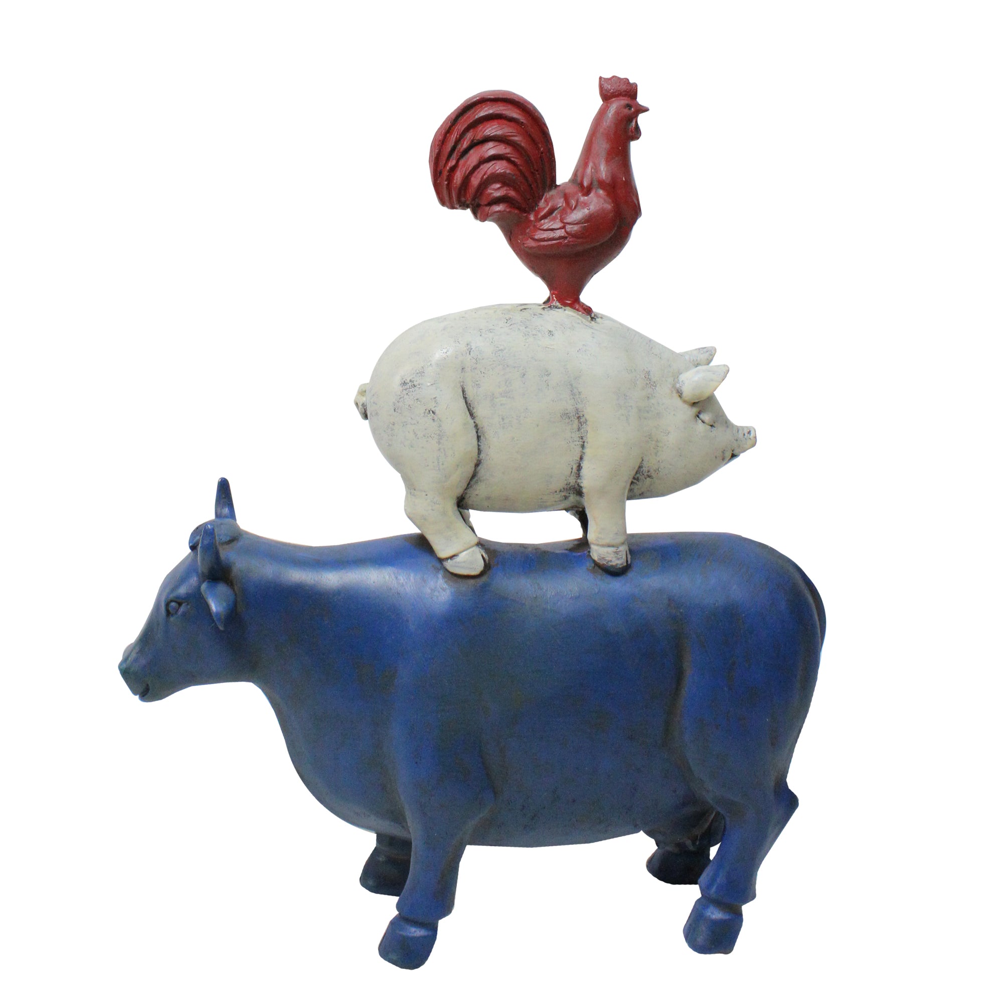 12" Stacked Patriotic Farm Animals Outdoor Garden Statue