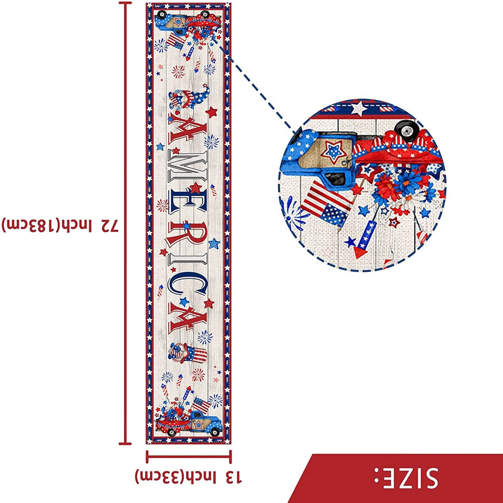 4th of July Table Runner America Flag Patriotic Decoration for Home Kitchen Dining Table Farmhouse Decor 13x72inch