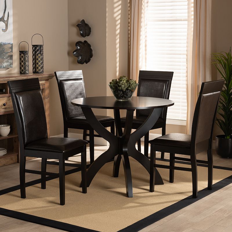 Baxton Studio Ancel Dark Brown 5-Piece Dining Set