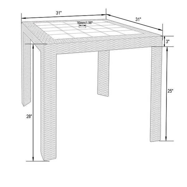 LeisureMod Mace Outdoor Square Dining Table With Umbrella Hole