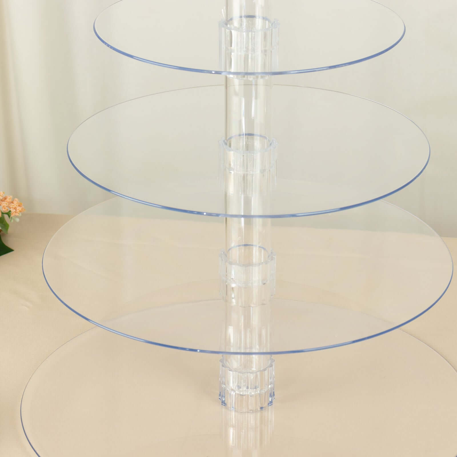 6-Tier Clear Heavy Duty Round Acrylic Cake Stand, Cupcake Tower Dessert Holder Display Stand with Film Sheets - 22