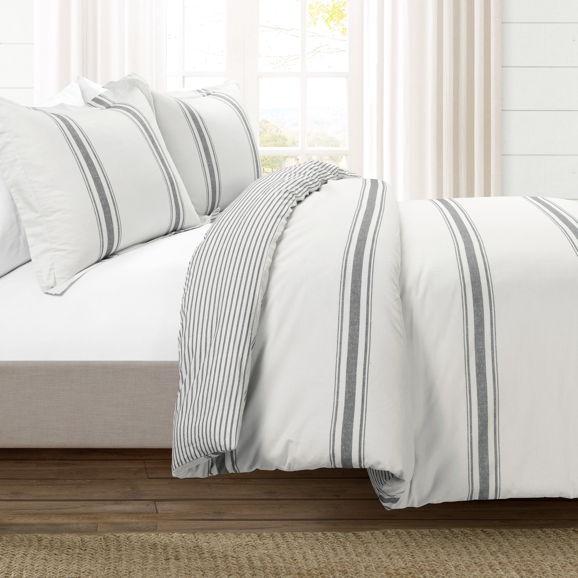 Farmhouse Stripe 100% Cotton Duvet Cover Set