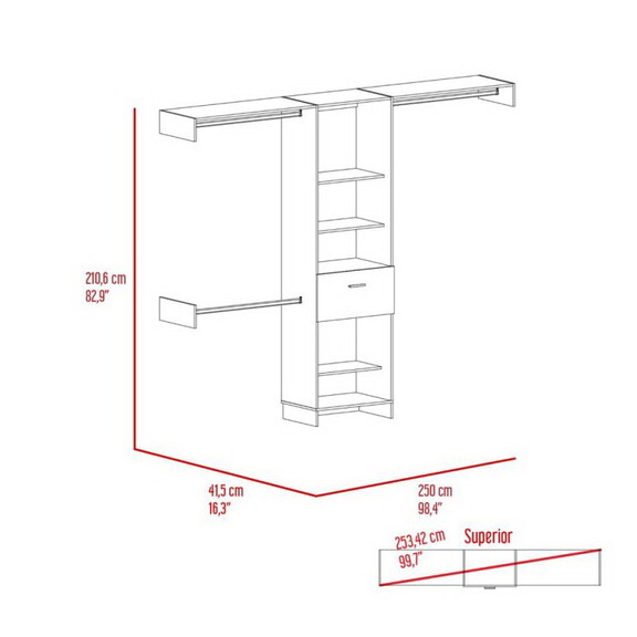 Calveston 1 Drawer 4 Shelf Closet System Black Wen...