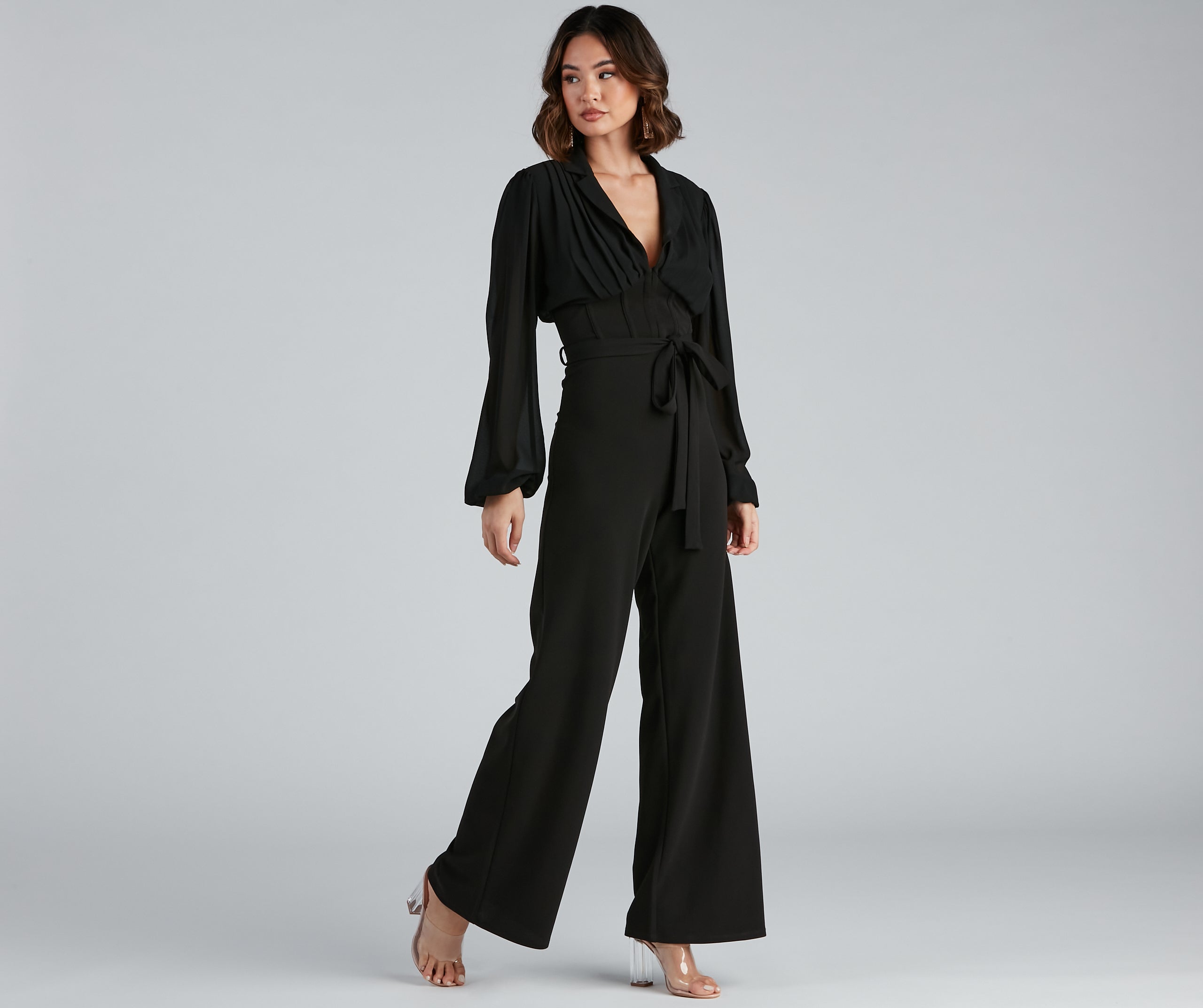 Stand Out Corset Chiffon Jumpsuit