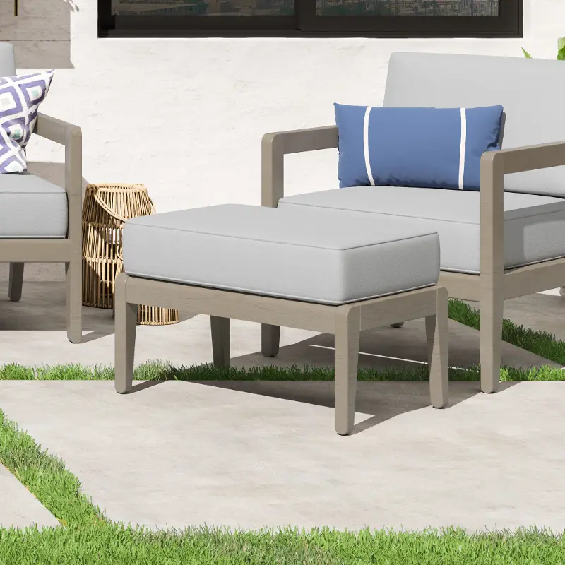 Sustain Brown Outdoor Ottoman with Cushion