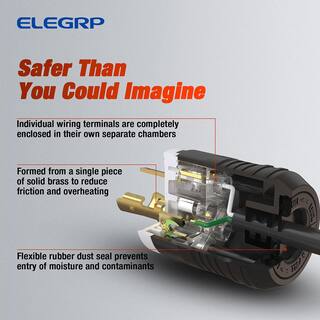 ELEGRP 20 Amp 125-Volt NEMA L5-20P Locking Plug Industrial Grade Grounding Heavy-Duty BlackWhite L0520P