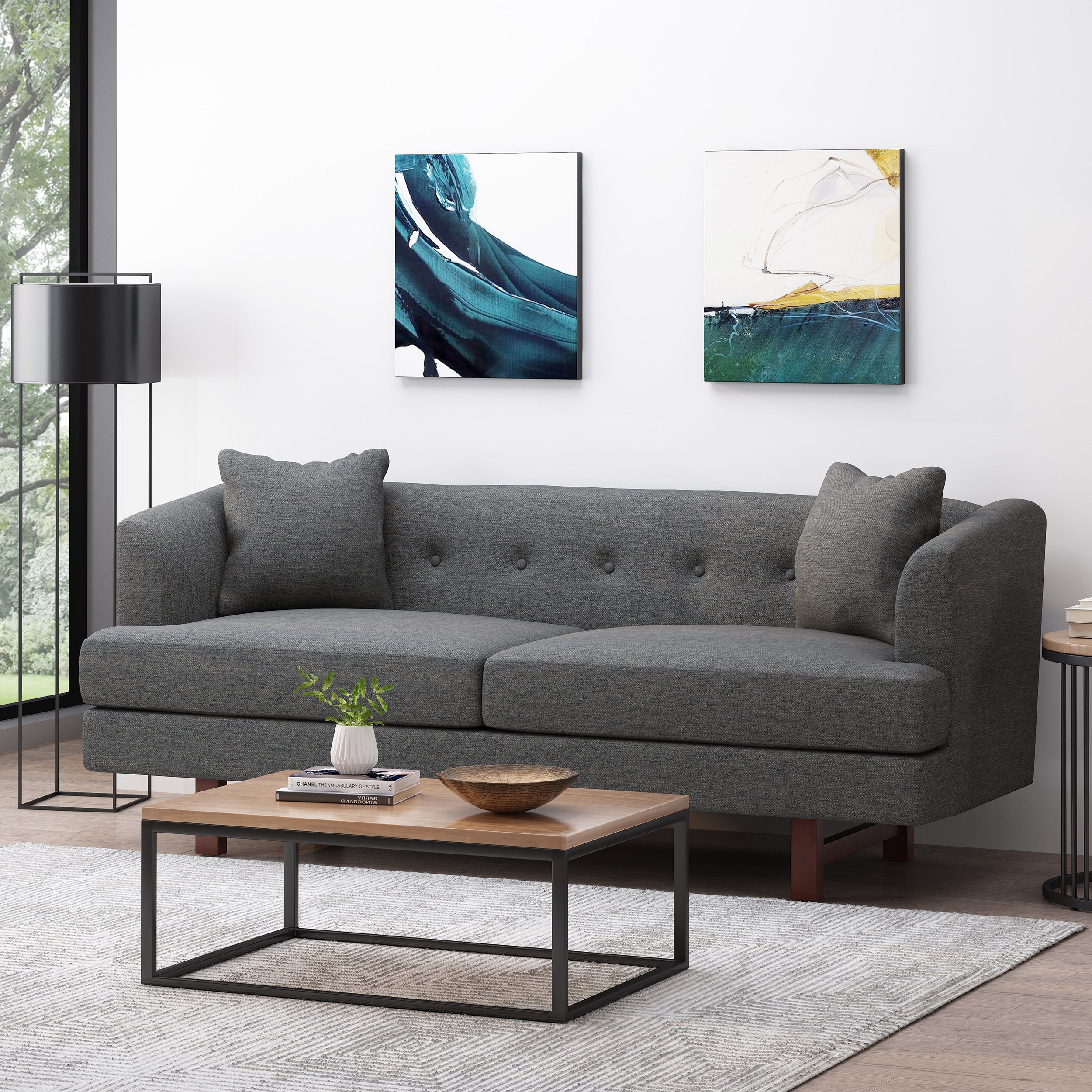 Sparks Mid-Century Modern Upholstered 3 Seater Sofa