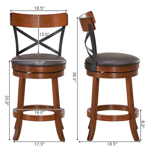 Costway Set of 4 Bar Stools Swivel 25'' Dining Bar Chairs with Rubber