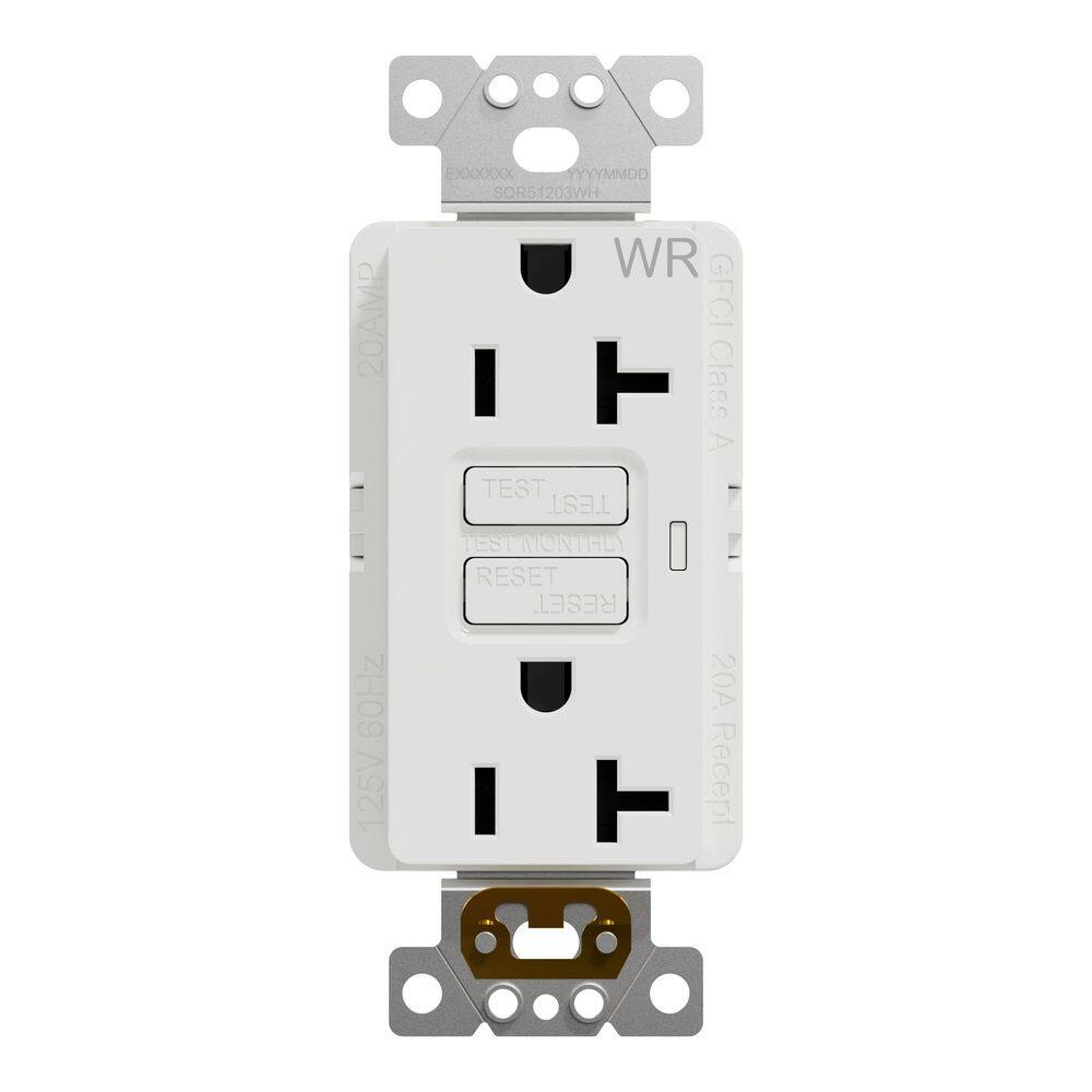 Square D X Series 20 Amp 125-Volt Outdoor Tamper Resistant GFCI Duplex Outlet Decorator Receptacle Back Wire Clamps Matte White SQR51203WH