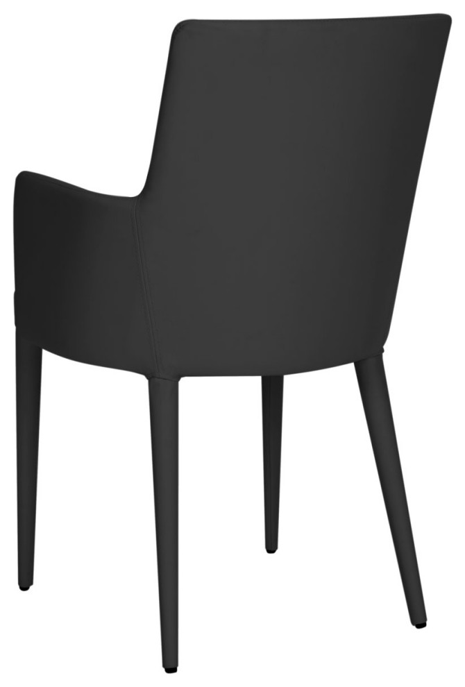 Amber Arm Chair Black PU Leather   Midcentury   Dining Chairs   by Peachtree Fine Furniture  Houzz