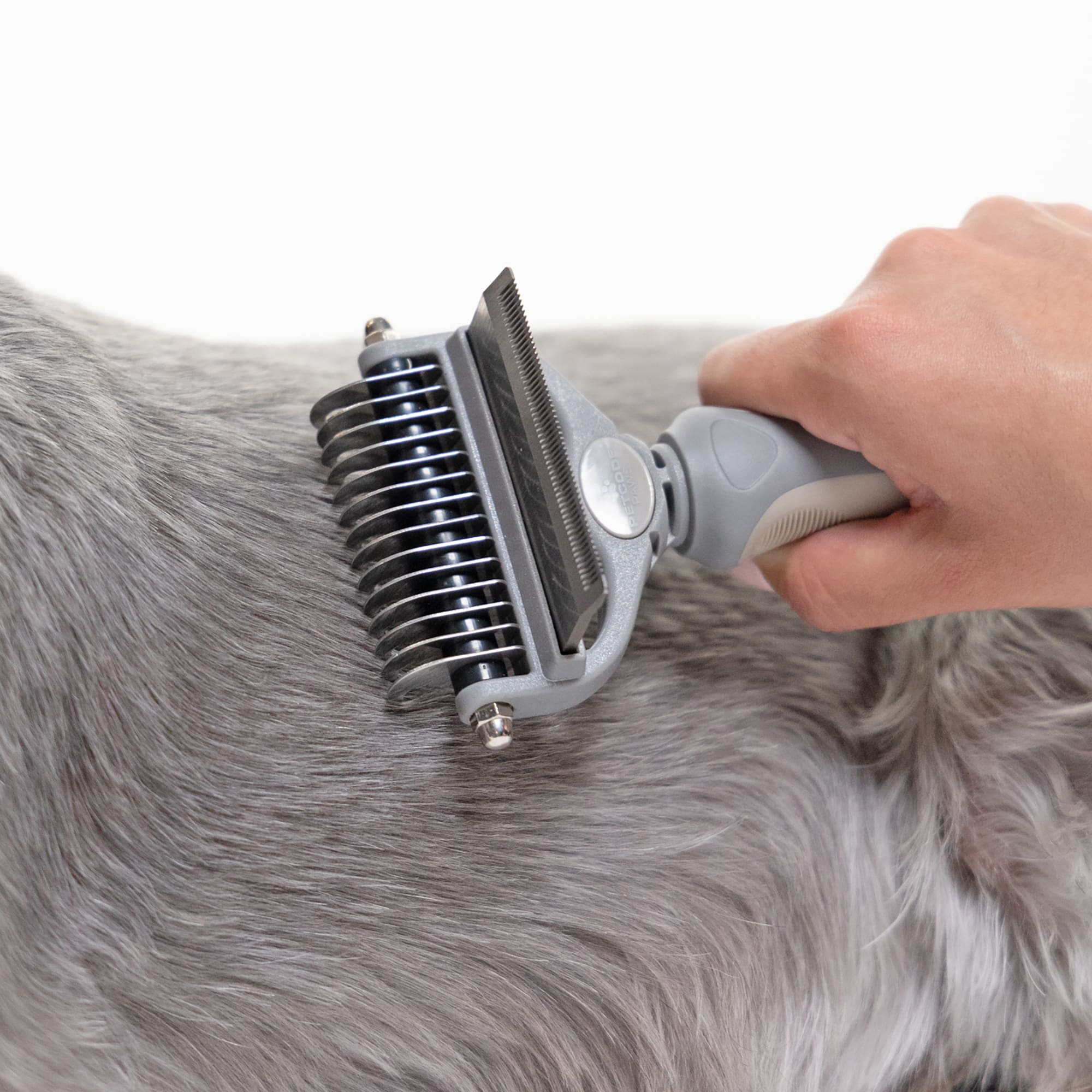 Petcode Paws Medium Duo Groomer Brush + Comb in One for Dogs  Cats in Dove Gray