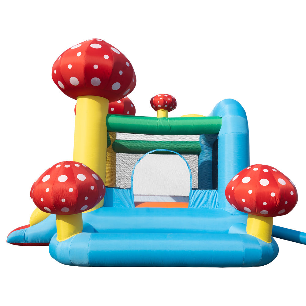 Kids Inflatable Water Slide, Inflatable Jumping Castle with Mini Swimming Pool and Slide, include Blower, Slide Bouncer Water Pool, Mushroom Pattern