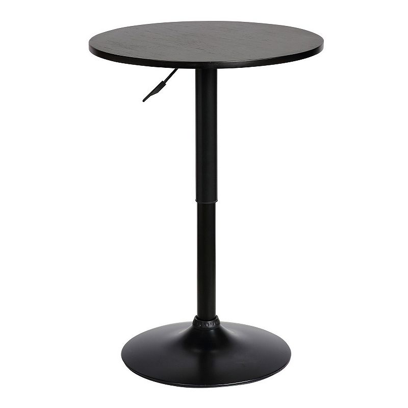 24 Inches Round Adjustable Pub Table with Metal Base， Black