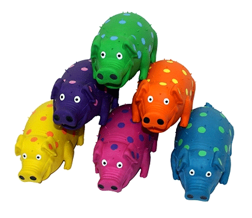 Small Dog Toys Mini Globet Polka Dot Pigs Latex Honking Squeakers 3