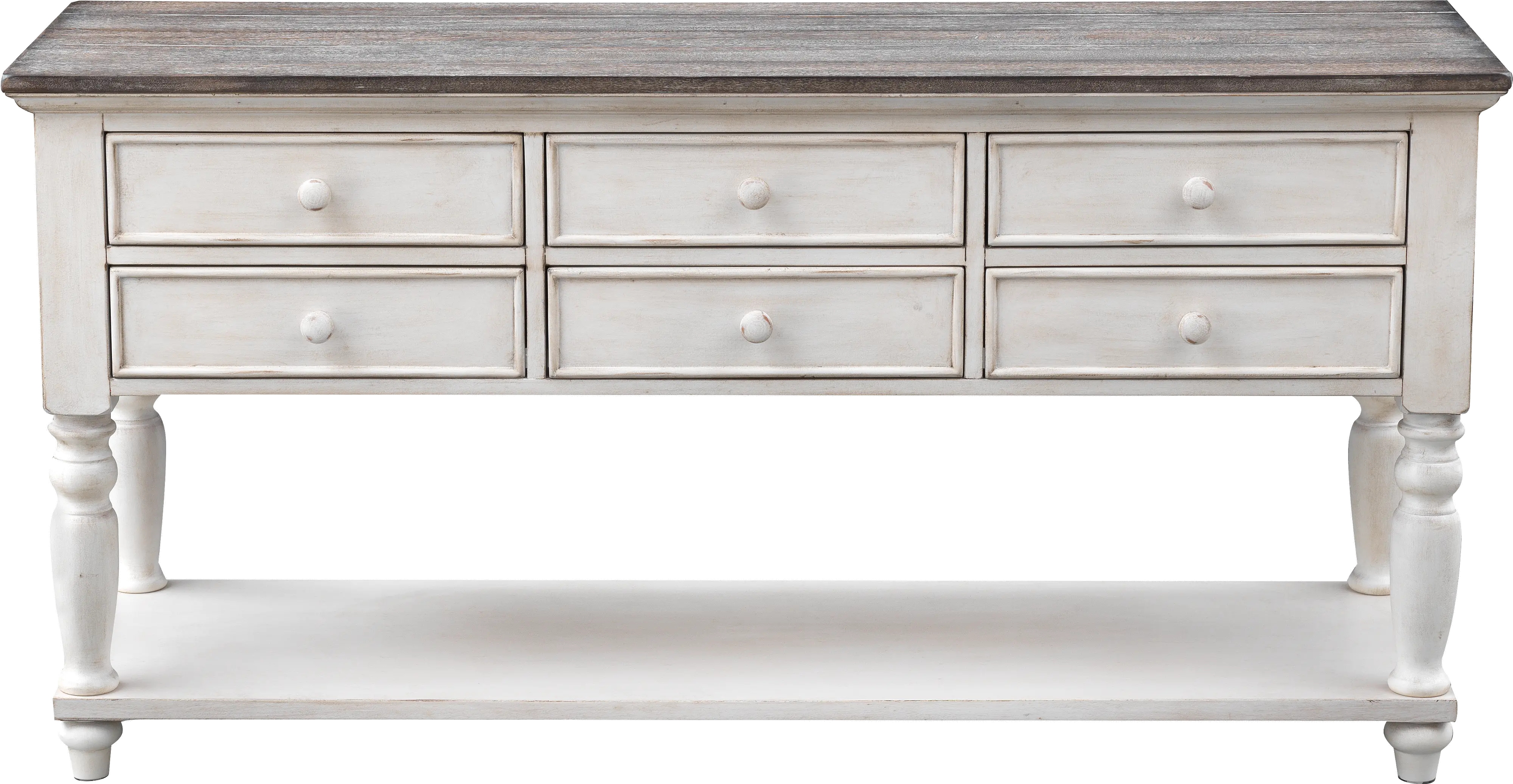 Bar Harbor Cream Six Drawer Console Table