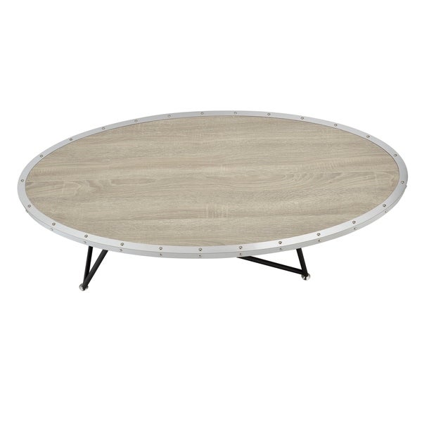 Urban Designs 46-inch Weathered Gray Oak Oval Coffee Table