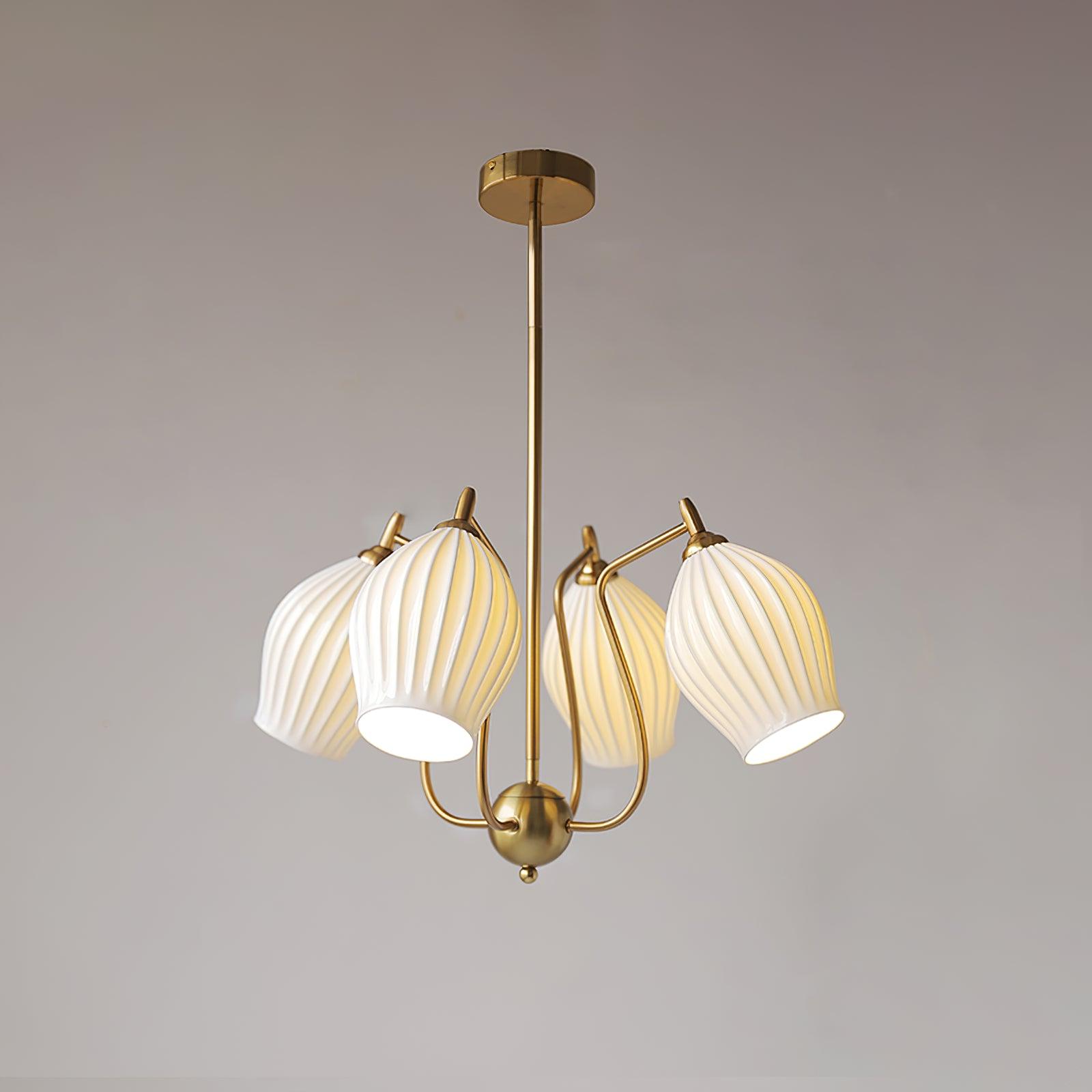 Ceramic Ribbed Chandelier