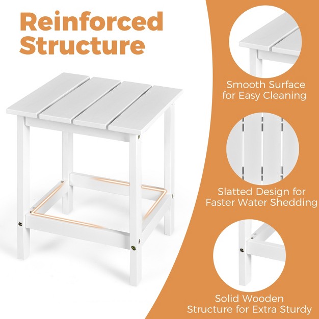 Outdoor Square Side End Table Wooden Coffee Table Suitable For Garden Patio Balcony White gray black