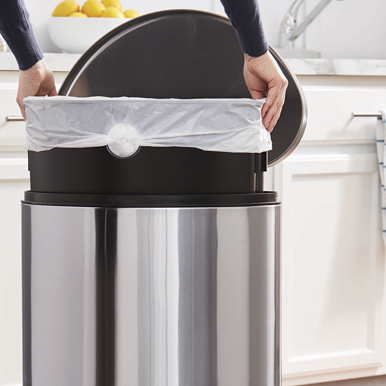 Better Homes and Gardens 14.5 Gal/54L Stainless Steel Semi-Round Kitchen Garbage Can