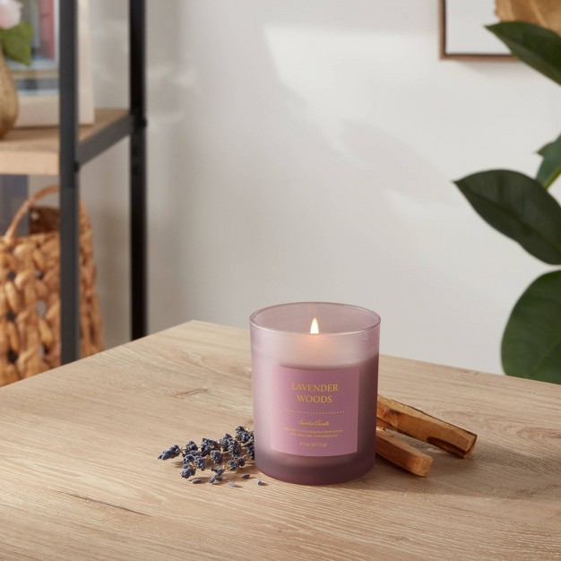 Colored Glass Candle Lavender Woods Purple