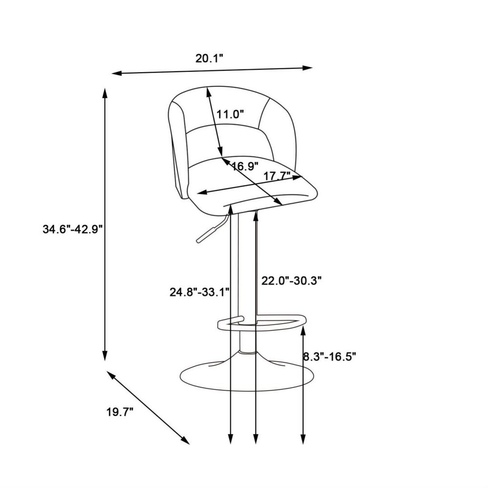 Swivel Velvet Bar Stool Counter Height Adjustable Set of 2