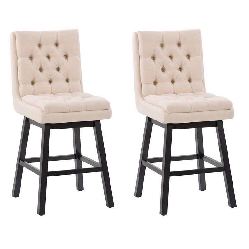 CorLiving Boston Tufted Fabric Barstool Set of 2