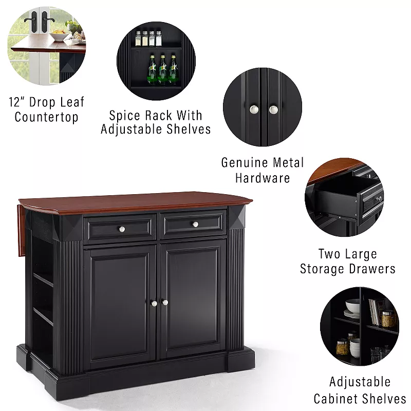 Crosley Furniture 3-piece Drop-Leaf Kitchen Island and X-Back Counter Chair Set