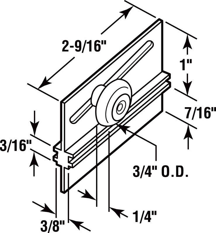 Prime-Line 3/4 in. D X 1/4 in. L Aluminum/Nylon Roller Assembly 2 pk